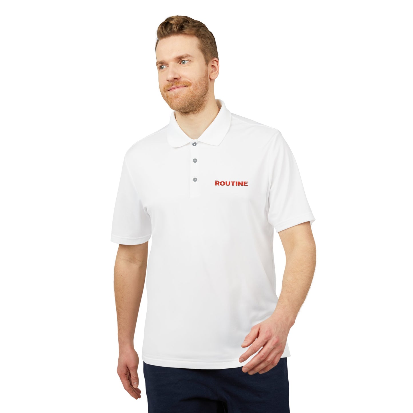 UPF 50+ Performance Polo — 'THE ROUTINE' Pocket Logo Athletic Golf Shirt