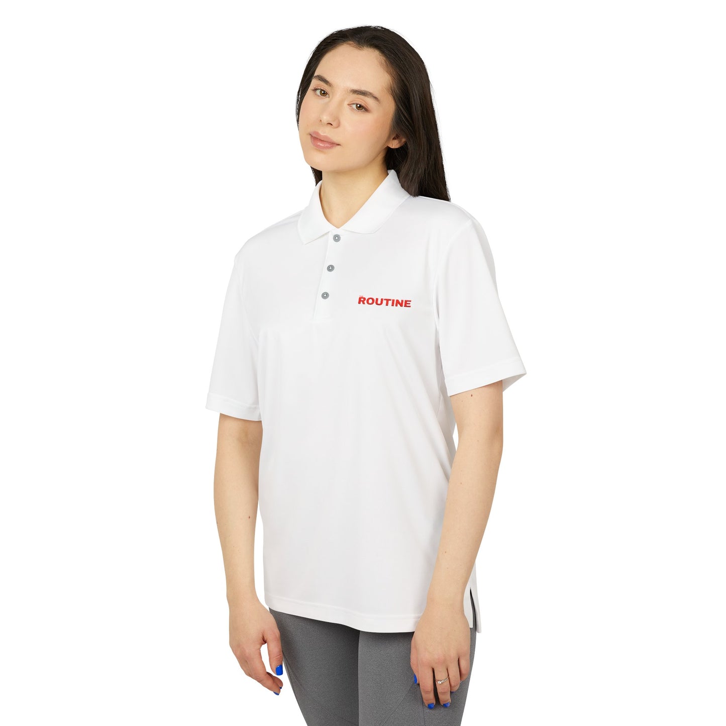 UPF 50+ Performance Polo — 'THE ROUTINE' Pocket Logo Athletic Golf Shirt